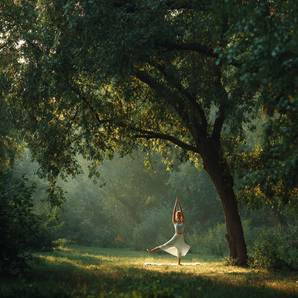 Grup de yoga în natură